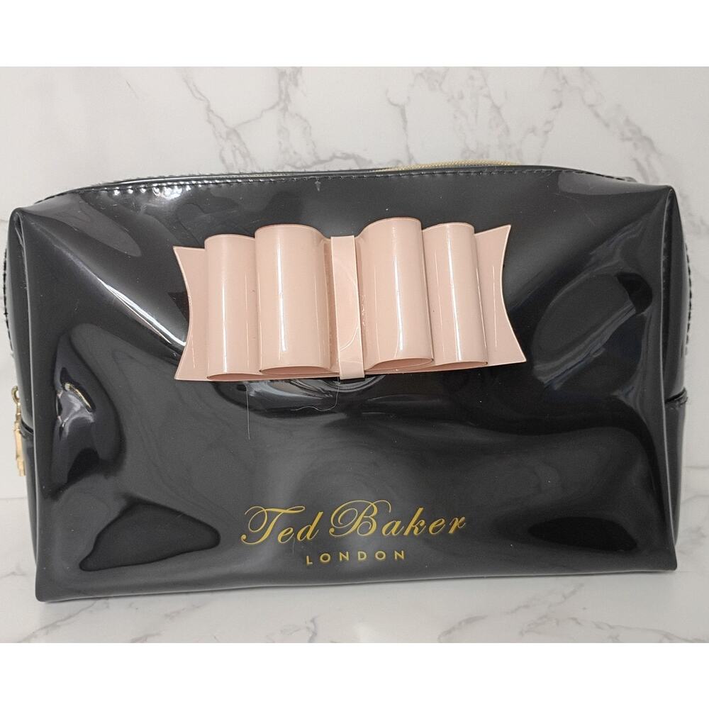 Ted Baker Black Patent Bag with Pink Bow